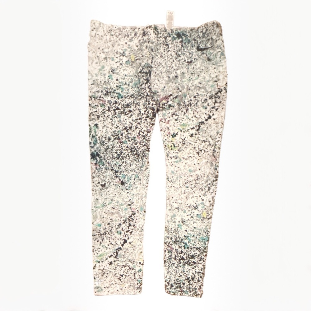 NIKE Capri Workout Legging Pants Multicolor Paint Splatter Pattern Yoga Pant